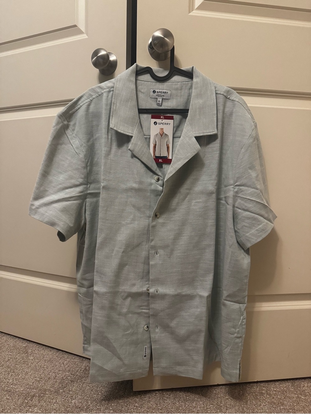 Sperry Pale Mint Green Short-Sleeve Camp Collar Shirt